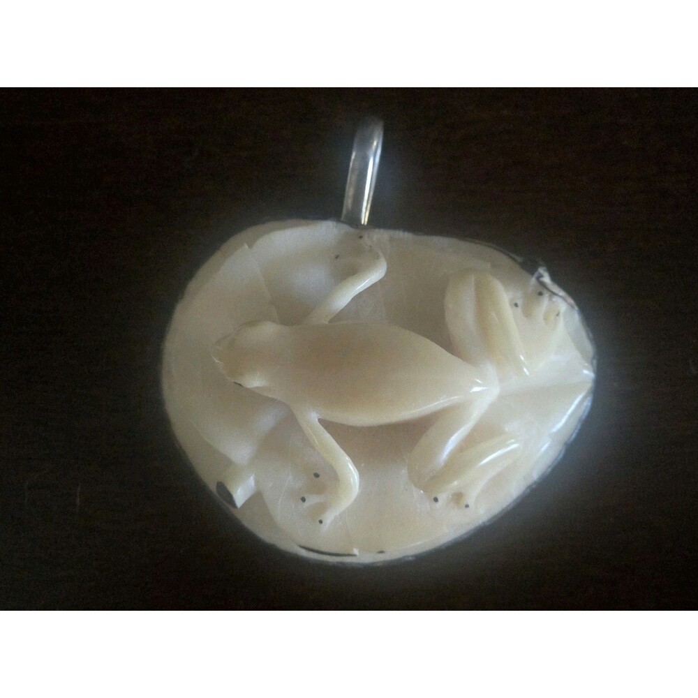 Vintage Signed Wounaan Tagua Nut Poison Dart Frog Brooch - Hand-Carved Panama 98